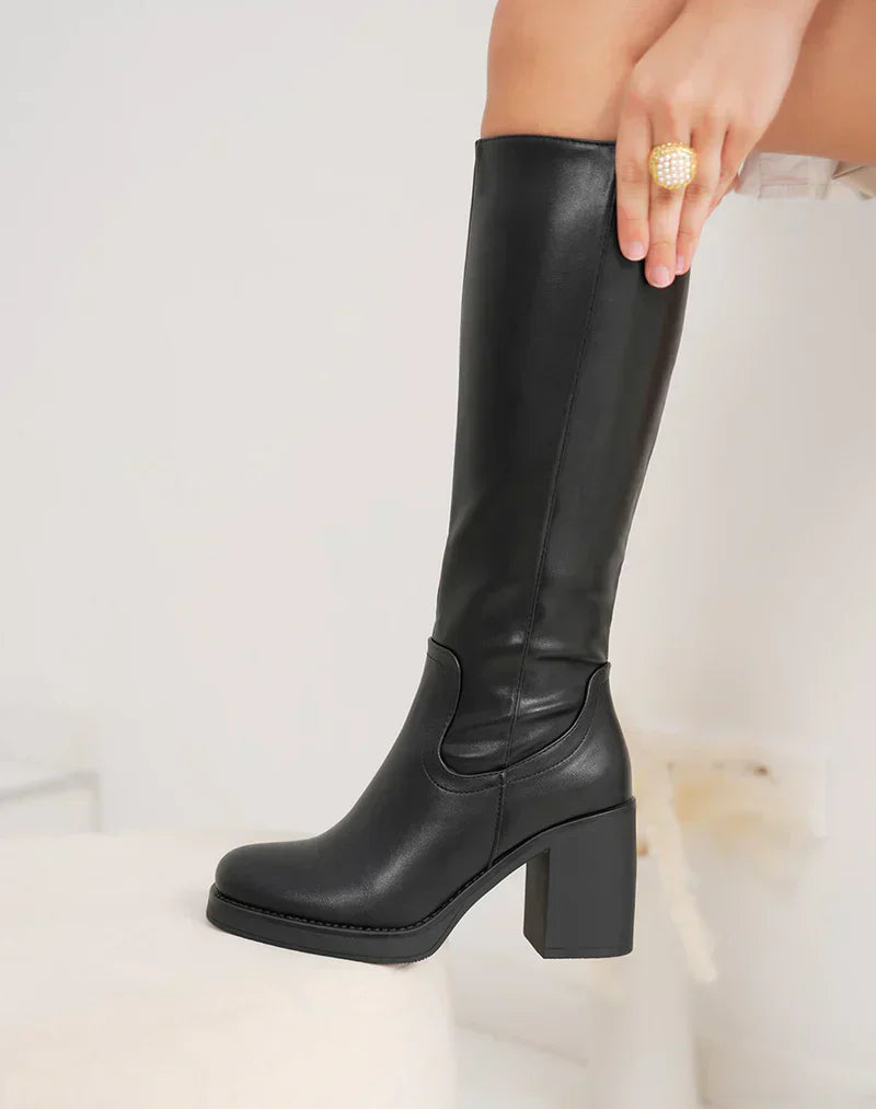 Sky - Wysokie czarne kozaki na obcasie